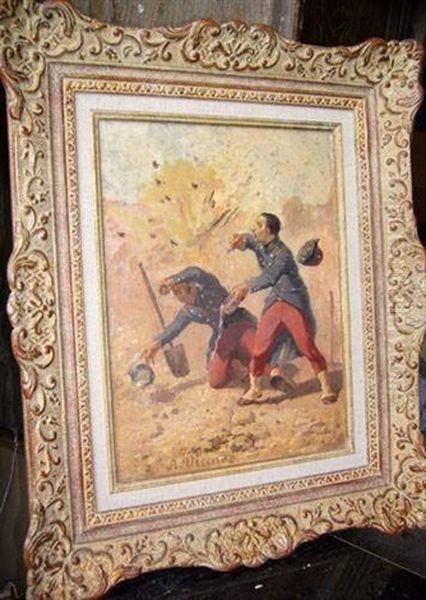 L'explosion Oil Painting by Auguste Viande