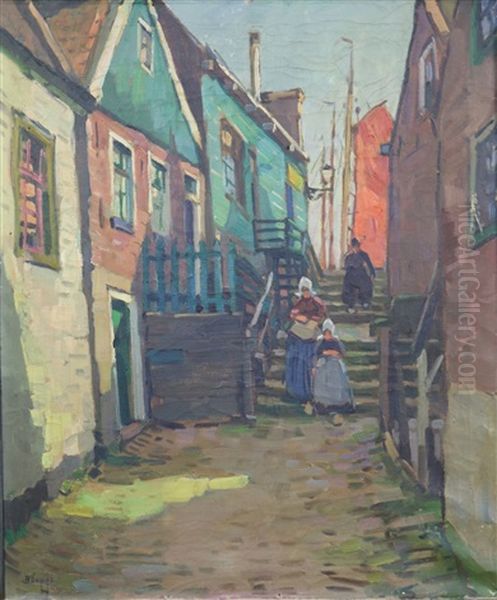 Straatje In Volendam Oil Painting by Bernard, Ben Viegers