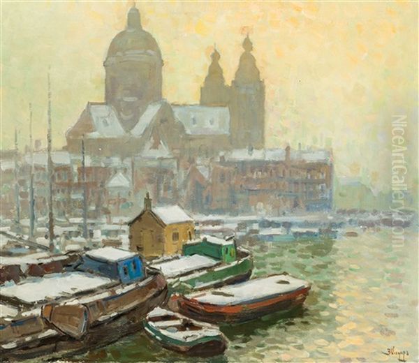 Prins Hendrikkade, Amsterdam Oil Painting by Bernard, Ben Viegers