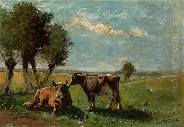 Summer Landscape With Cows Oil Painting by Bernard, Ben Viegers