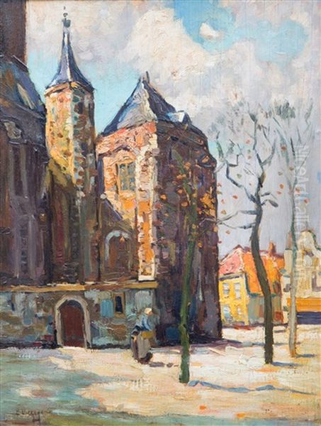 A Church In A Dutch Village Oil Painting by Bernard, Ben Viegers