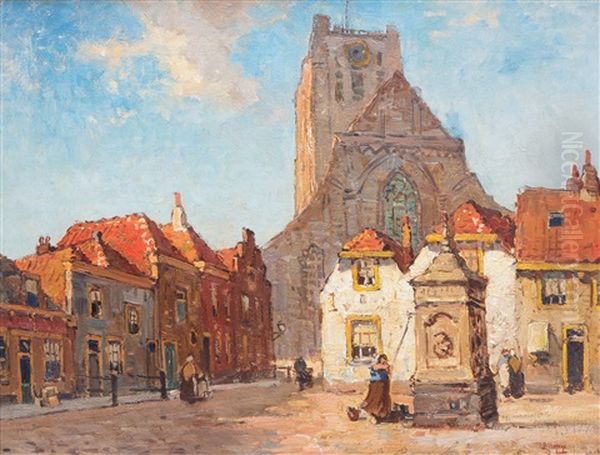 The Grote Or Sint-catharijne Church In Den Briel Oil Painting by Bernard, Ben Viegers