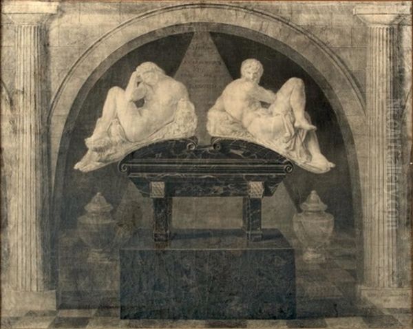 Composition D'apres Le Tombeau De Julien De Medicis Dans La Chapelle San Lorenzo Oil Painting by Joseph Marie Vien the Younger