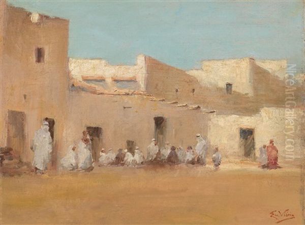 Strasenszene In Marokko Oil Painting by Emmanuel Vierin
