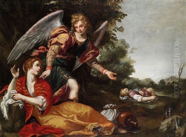 Hagar Und Der Engel Oil Painting by Jacopo Vignali