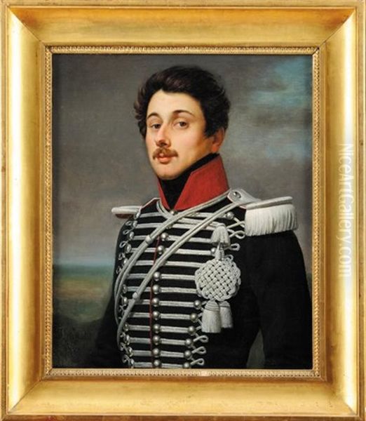 Lieutenant De Dragons, En Buste De Face Oil Painting by Vignaud, Jean
