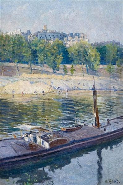 An Der Seine In Paris Oil Painting by Henri Vignet