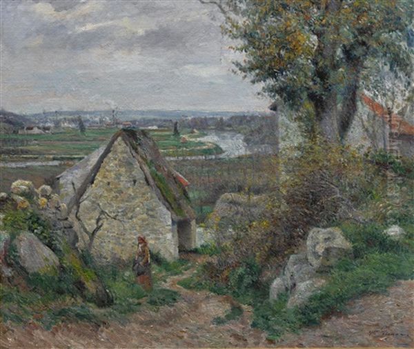 Les Bords De L'oise Oil Painting by Victor-Alfred-Paul Vignon