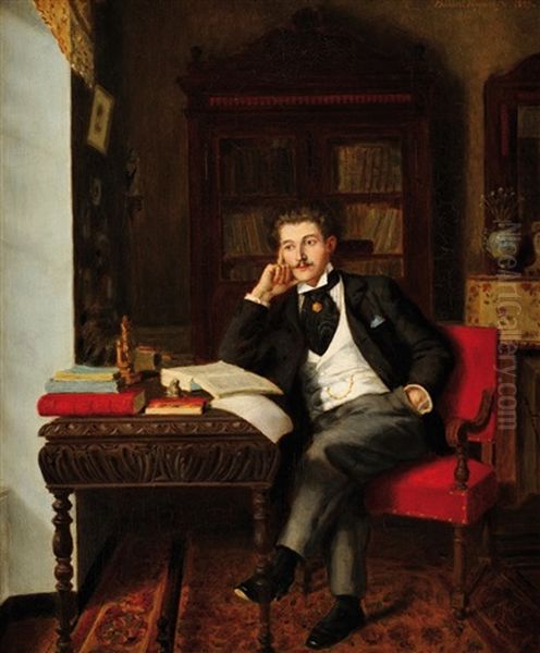 Portrait Presume De Marcel Proust Dans Son Interieur Oil Painting by Phlibert Vigoureux