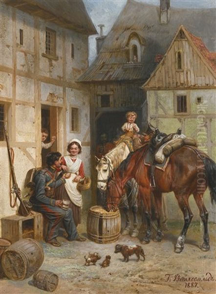 Soldier At Rest Oil Painting by Bogdan Pavlovich Villevalde