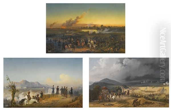 The Siege Of Silistria (3 Works) Oil Painting by Bogdan Pavlovich Villevalde