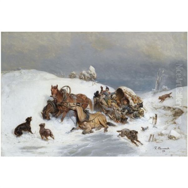 The Retreat Of The French From Russia, 1812 Oil Painting by Bogdan Pavlovich Villevalde