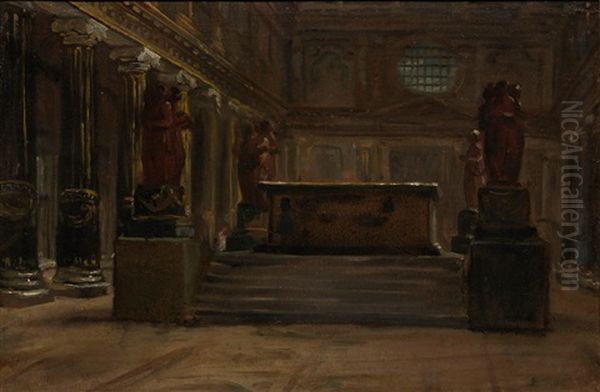 Circenses (the Circus Performers) Oil Painting by Auguste Jean Bapt. Vinchon