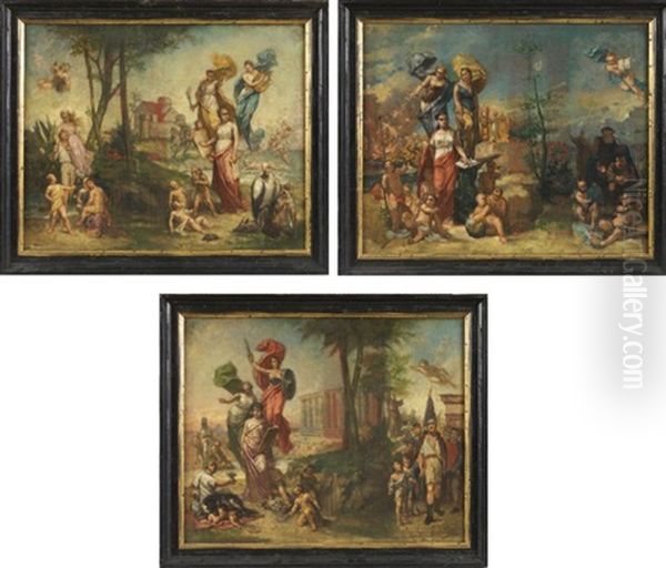 Allegories (3 Works) Oil Painting by Franz Kaspar Huibrecht Vinck