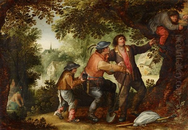 The Nest Robber Oil Painting by David Vinckboons I