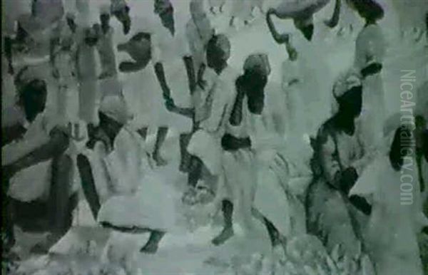 Marche De Pointe A Pitre Oil Painting by Gaston Vincke