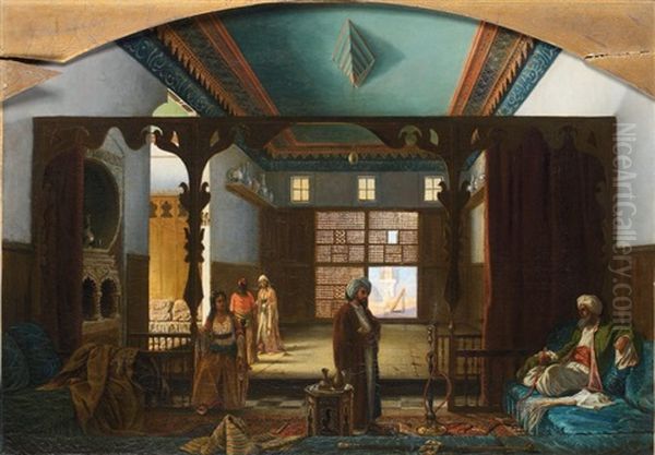 Interieur De Palais Au Caire Oil Painting by Charles Leon Vinit