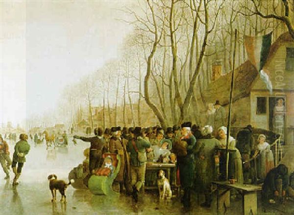 Eisvergnugen In Holland Oil Painting by Jan van der Vinne III