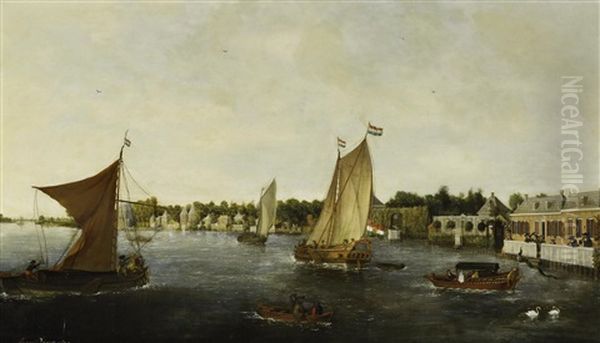Hollandische Flusslandschaft (haarlem?) Oil Painting by Laurens Vincentsz van der Vinne the Elder
