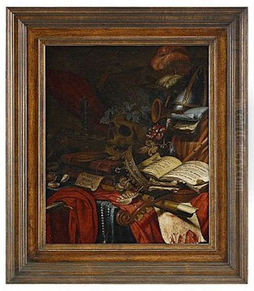 Stilleben - Memento Mori Oil Painting by Vincent Laurentsz. van der Vinne I