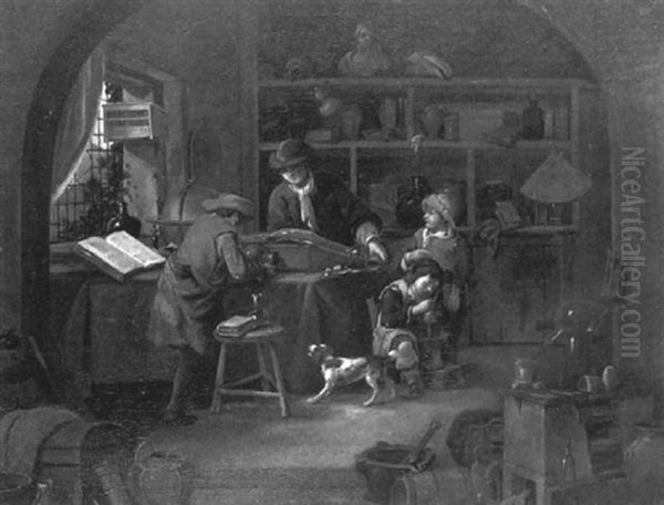 L'interieur Du Cabinet De L'alchimiste Oil Painting by Vincent Laurentsz. van der Vinne I