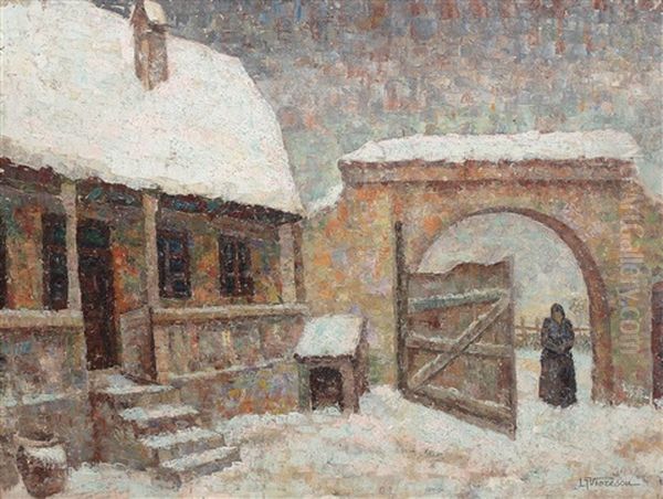 Difficult Winter Oil Painting by Leon Viorescu