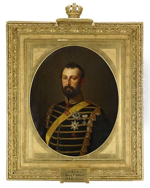 Portratt Av Kung Karl Xv Av Sverige Och Norge (1826-72) Oil Painting by Gottfrid Virgin
