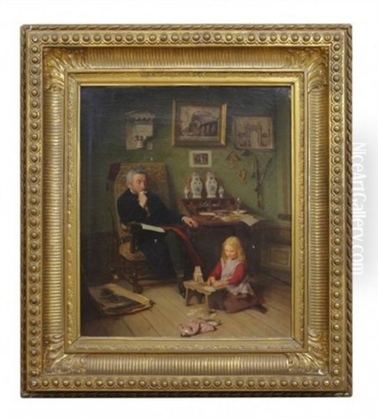 Interior Oil Painting by Gottfrid Virgin