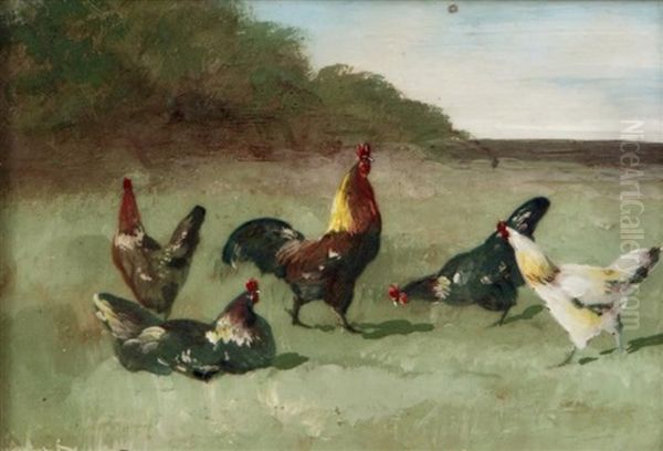 Basse-cour Oil Painting by Charles Louis Eugene Virion