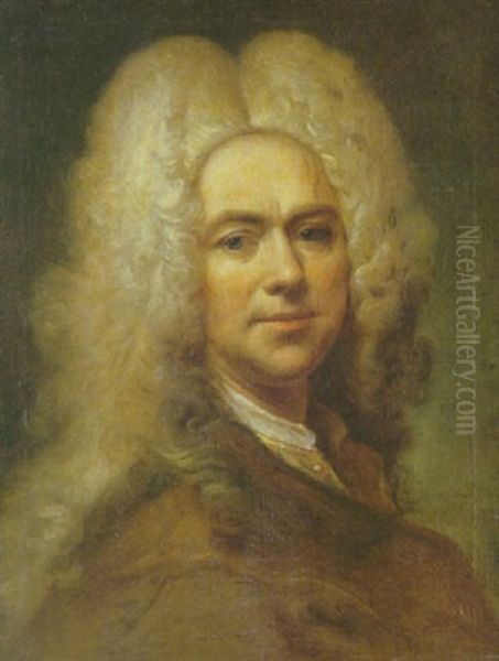 Portrait D'homme En Buste A La Veste Marron Oil Painting by Joseph Vivien
