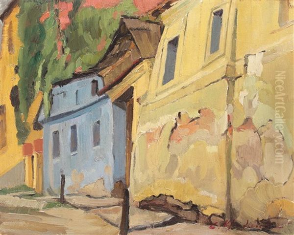 Sighisoara Oil Painting by Constantin Vladescu