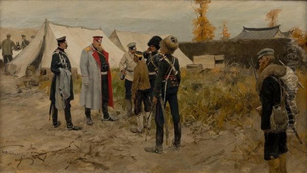 Scene From The Russo-japanese War Oil Painting by Ivan Alexeievitch Vladimirov