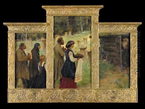 Grandfather's Nameday Oil Painting by Ivan Alexeievitch Vladimirov