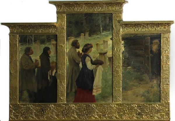 Grandfather's Birthday Oil Painting by Ivan Alexeievitch Vladimirov