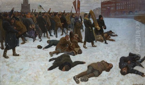 Bloody Sunday Oil Painting by Boris E. Vladimirsky