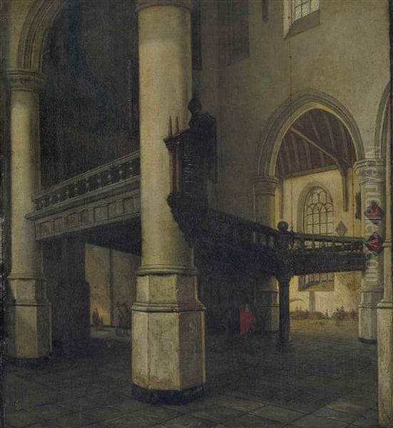 La Tribune De L'orgue De La Vieille Eglise De Delft Oil Painting by Hendrick Cornelisz van der Vliet