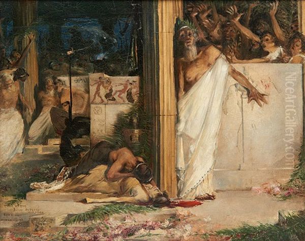 Scene Antique Oil Painting by Emile Vloors