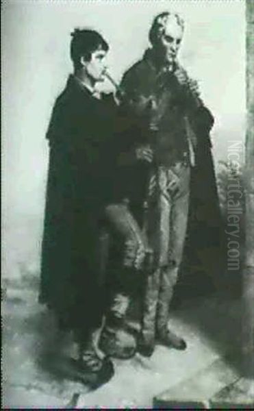 Zwei Musizierende Pfifferari Oil Painting by Ludwig (Georg L.) Vogel