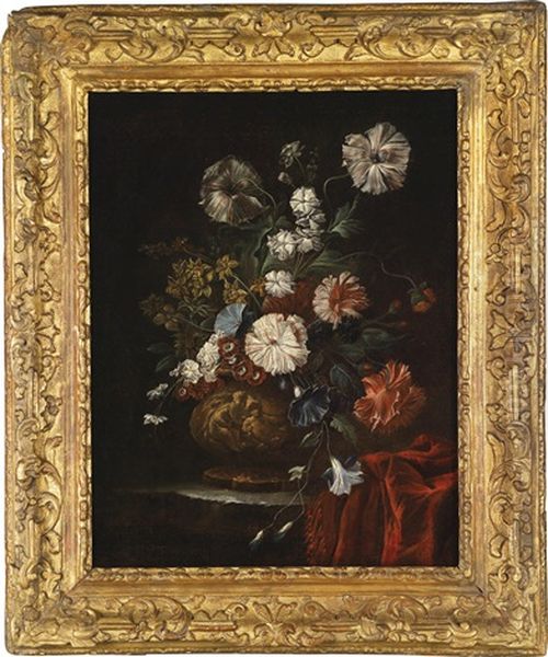 Blumenstillleben Oil Painting by Karel Van Vogelaer, Called Distelbloom
