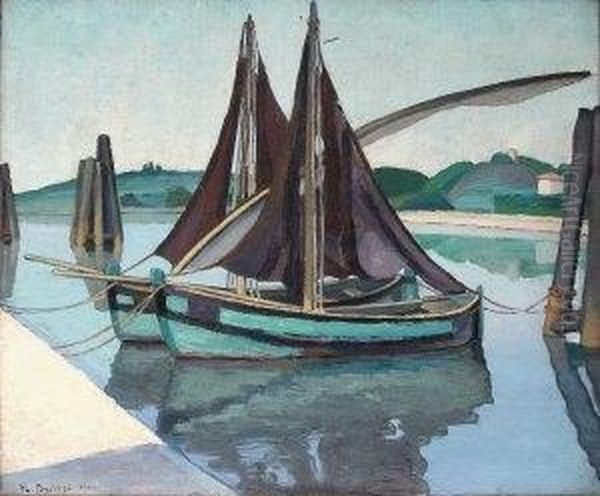 Les Tartanes AMartigues Oil Painting by Lucius A. Briggs