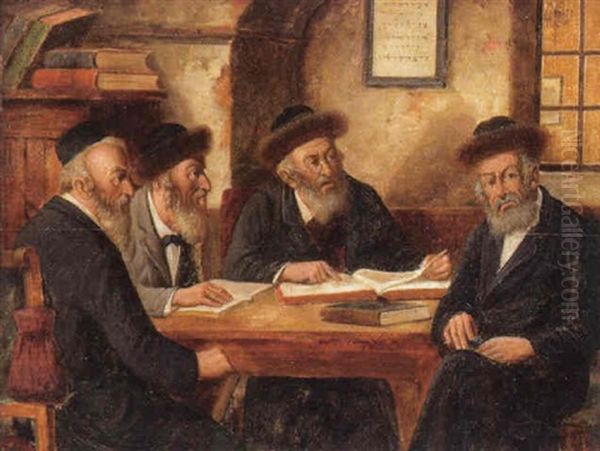 Rabbiner Im Gesprach Oil Painting by Raimund Volanek