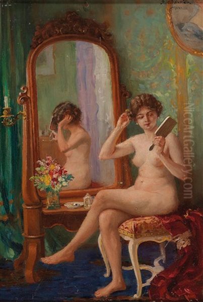 In The Boudoir Oil Painting by Robert Voelcker