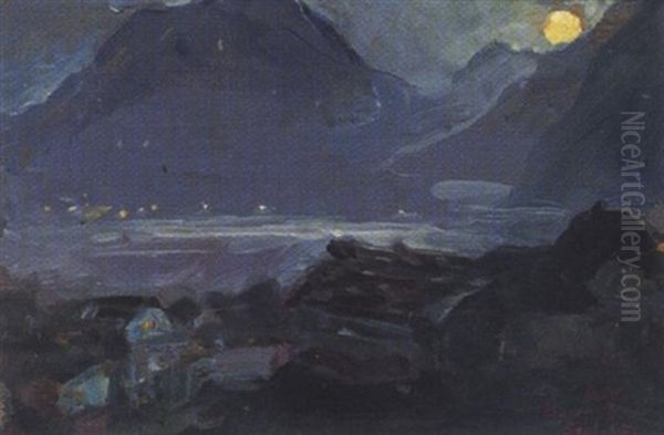 Eine Mondnacht Oil Painting by Robert Voelcker
