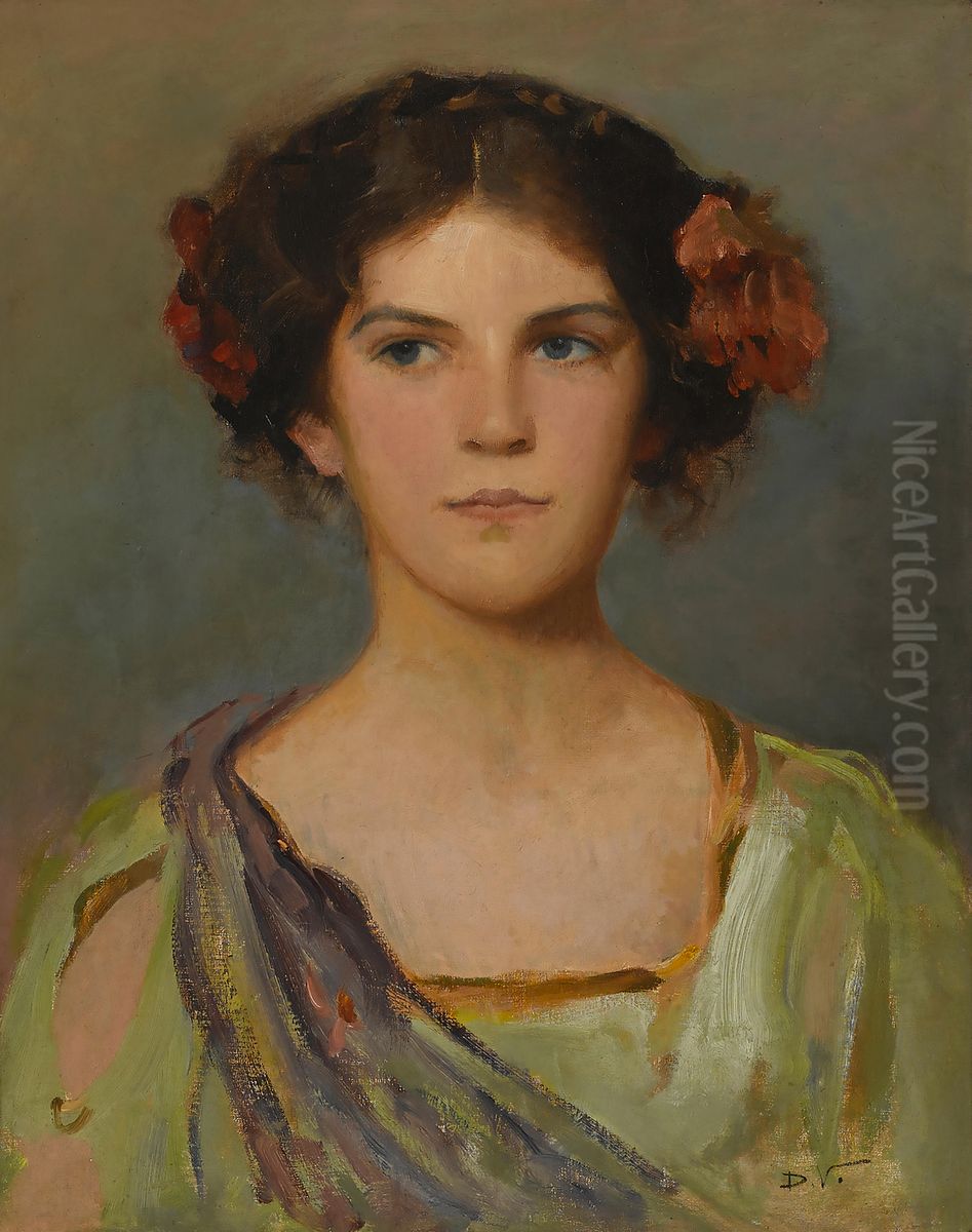 Portrait Of The Artist's Daughter Marion Volk Oil Painting by Douglas Volk