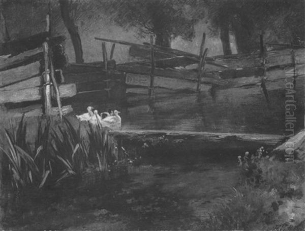 Enten Am Bach Oil Painting by Voltz, Johann Michael