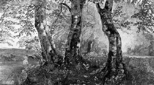 Baumbestandene Landschaft Mit Badendem Oil Painting by Voltz, Johann Michael