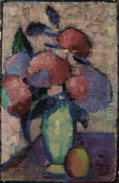 Stillleben: Blumen In Gruner Vase (still Life: Flowers In Green Vase) Oil Painting by Alexei Jawlensky