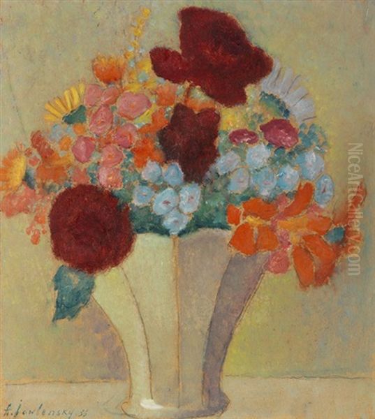 Grosses Stillleben: Helles Bouquet Oil Painting by Alexei Jawlensky
