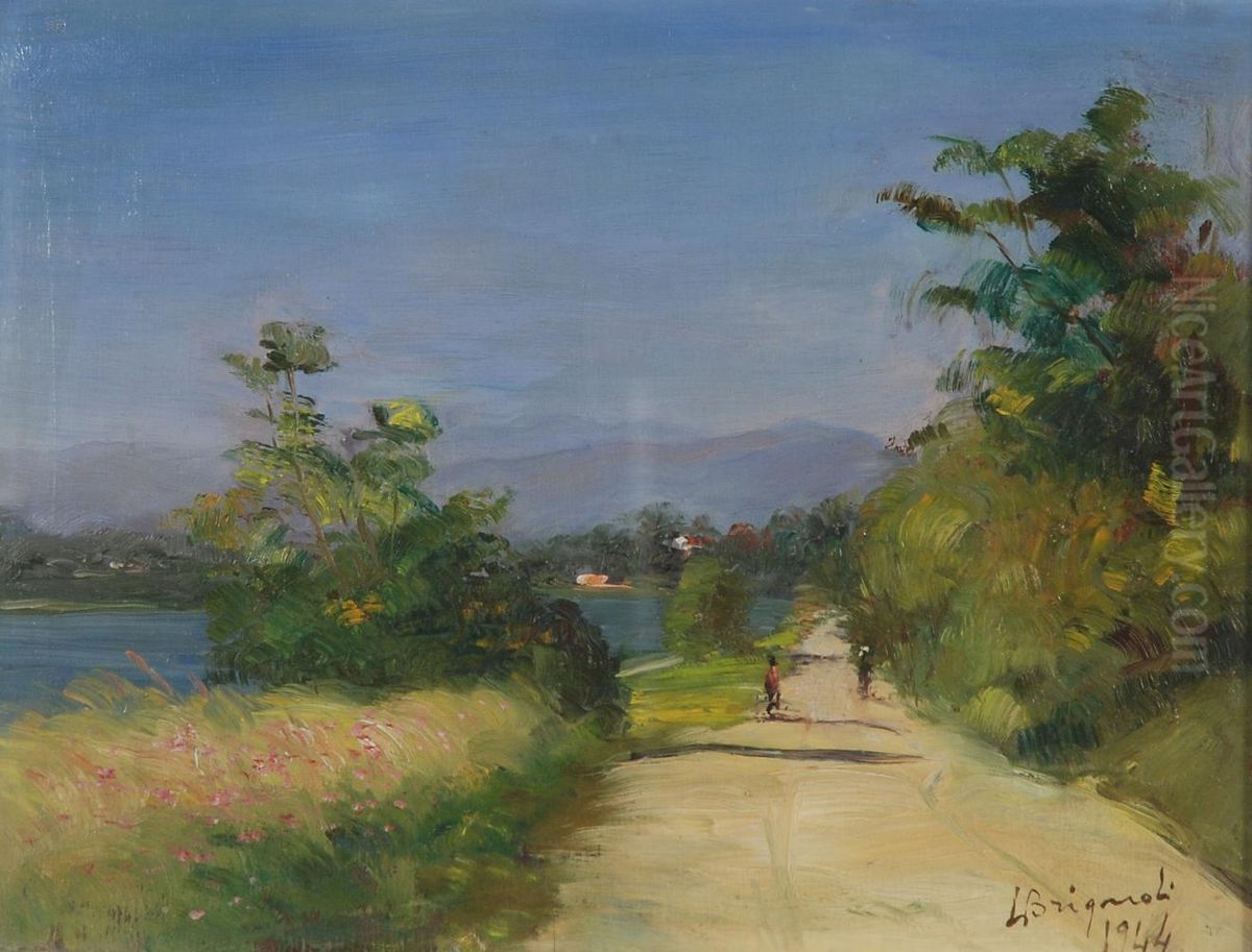 Lago Di Varano Oil Painting by Luigi Brignoli
