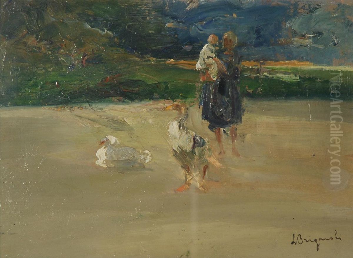 Guardiana Delle Oche Oil Painting by Luigi Brignoli
